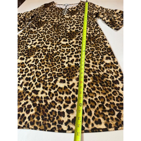 Chelsea Taylor Womens 2X Cheetah Print Dress Gold Rings Animal Print (bin LL179) - Picture 7 of 9